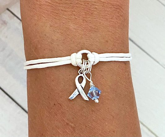 Periwinkle Awareness Bracelet Esophageal Cancer Barretts Esophagus Stomach Cancer Eating Disorders You Select Cord Color and Bracelet Length