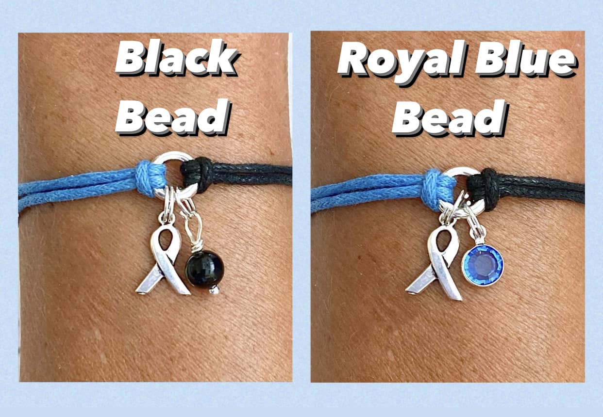 Ocular Melanoma Royal Blue Black Awareness Bracelet You Select Bead Color and Bracelet Length