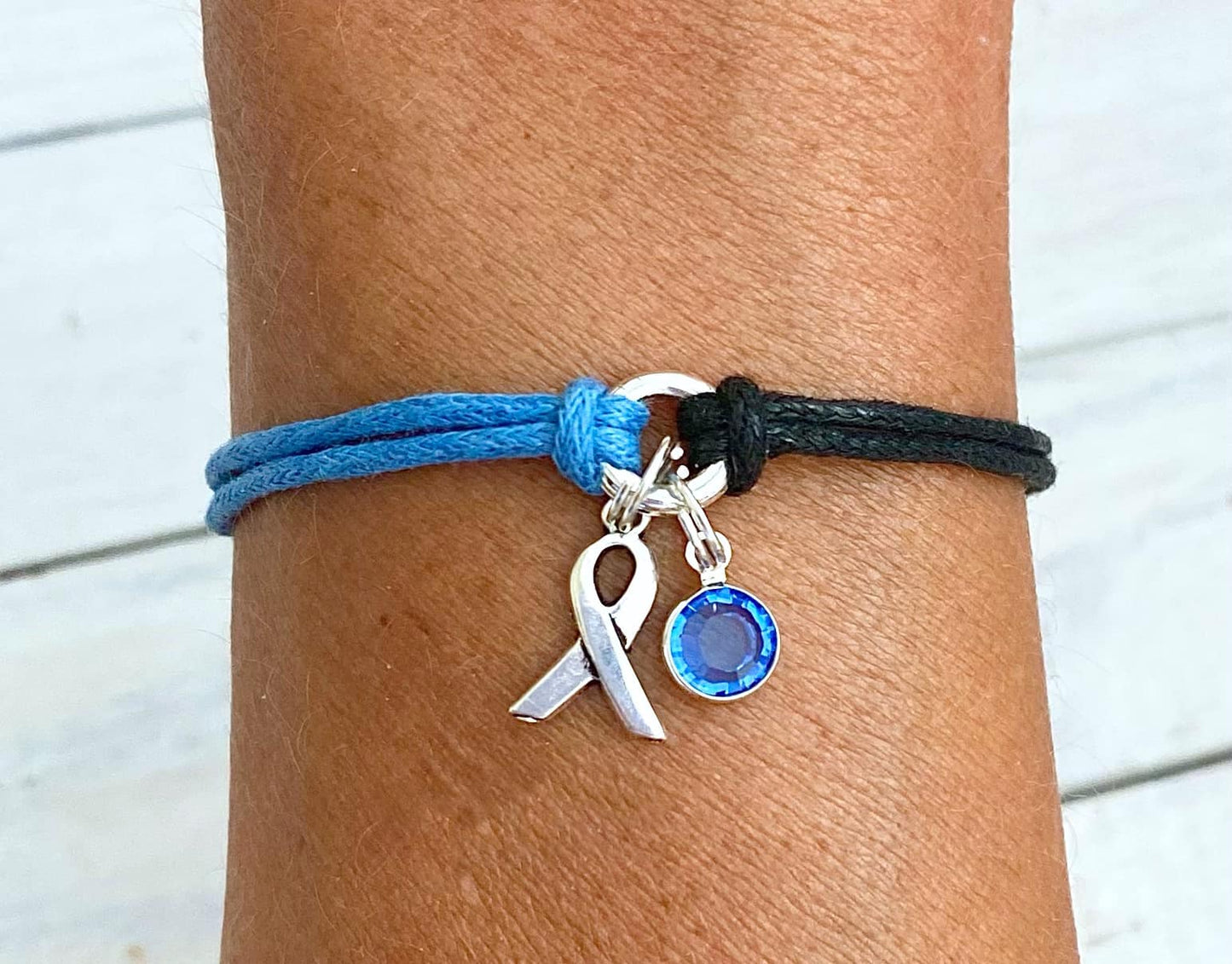 Ocular Melanoma Royal Blue Black Awareness Bracelet You Select Bead Color and Bracelet Length