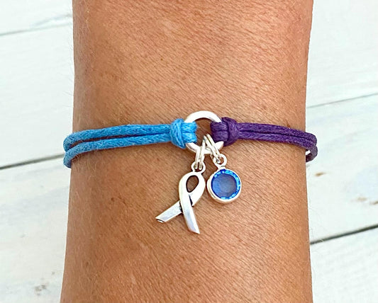 Rheumatoid Arthritis Royal Blue Purple Awareness Bracelet You Select Bead Color and Bracelet Length
