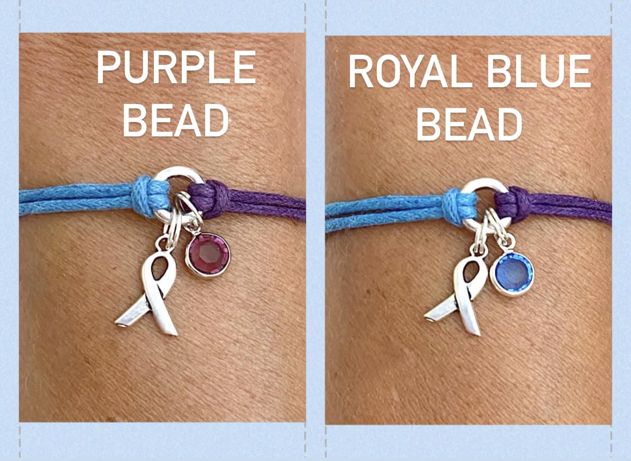 Rheumatoid Arthritis Royal Blue Purple Awareness Bracelet You Select Bead Color and Bracelet Length