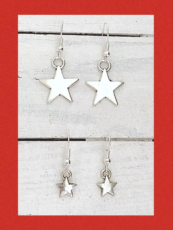 Patriotic Flag Star Earrings You Select Charm Size Olympics Military USA Pride America