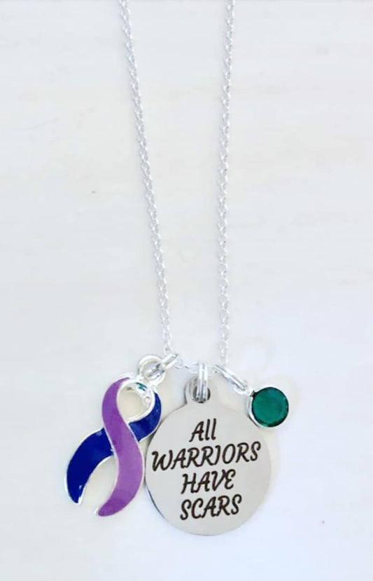 Rheumatoid Arthritis Awareness All Warriors Have Scars Survivor Warrior Fighter Necklace Sterling Silver You Select Chain Material and Length