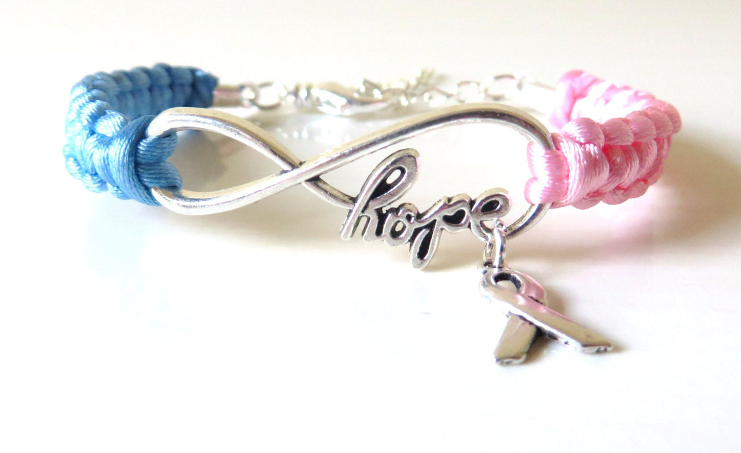 Pink/Blue Awareness Ribbon HOPE Charm Bracelet SIDS Pregnancy