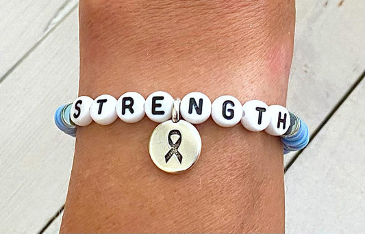 Periwinkle Awareness Stretch Bracelet Esophageal Stomach Cancer Barretts Esophagus You Select Wording and Bracelet Size