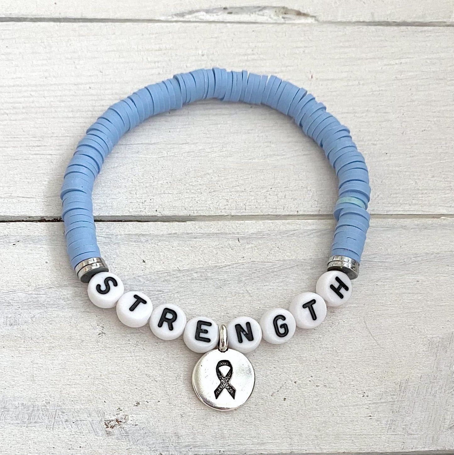 Periwinkle Awareness Stretch Bracelet Esophageal Stomach Cancer Barretts Esophagus You Select Wording and Bracelet Size