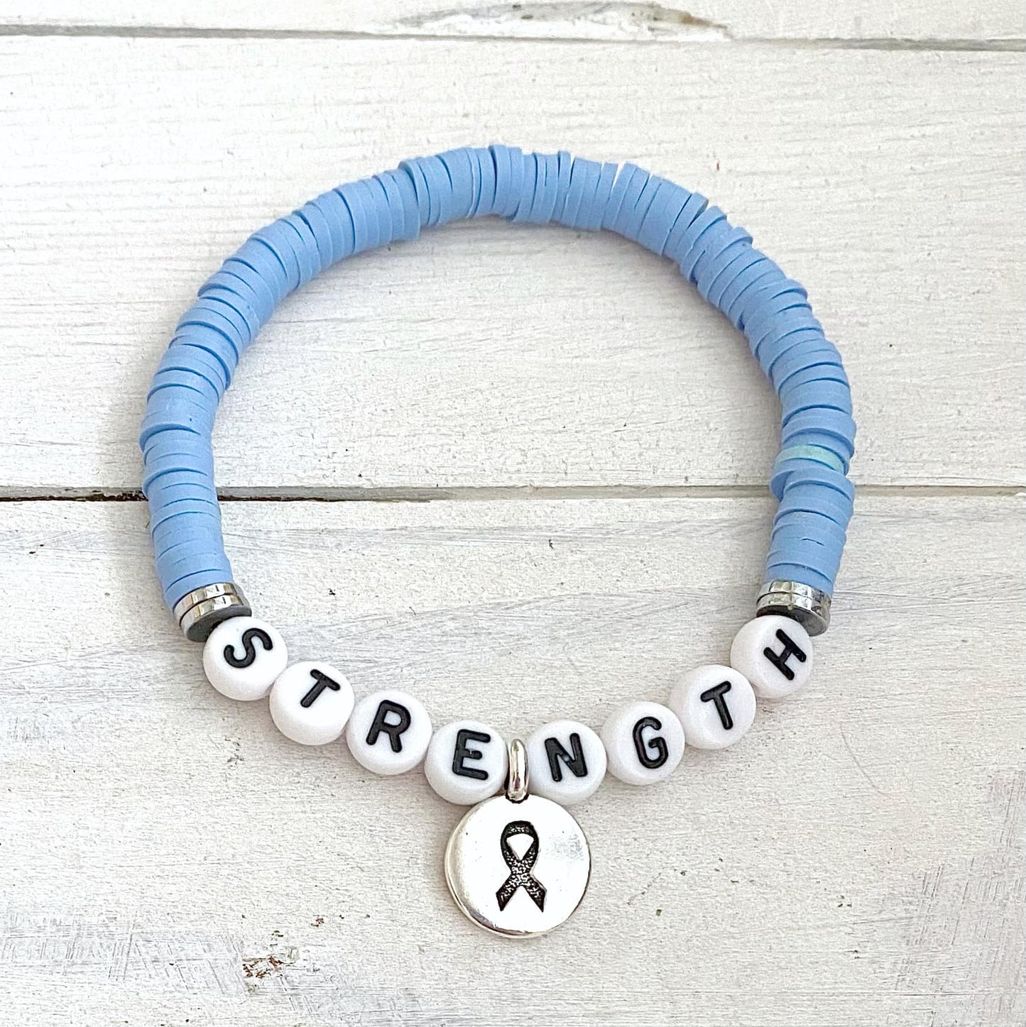 Periwinkle Awareness Stretch Bracelet Esophageal Stomach Cancer Barretts Esophagus You Select Wording and Bracelet Size