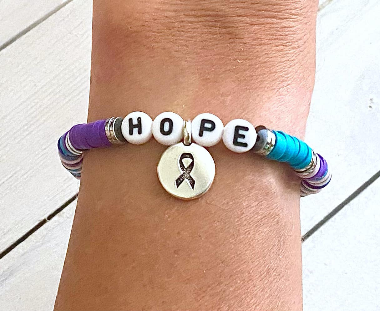 Thyroid Cancer Awareness HOPE LOVE SURVIVOR Stretch Bracelet Hashimotos Hypothyroid Hyperthyroid Graves You Select Wording and Bracelet Size