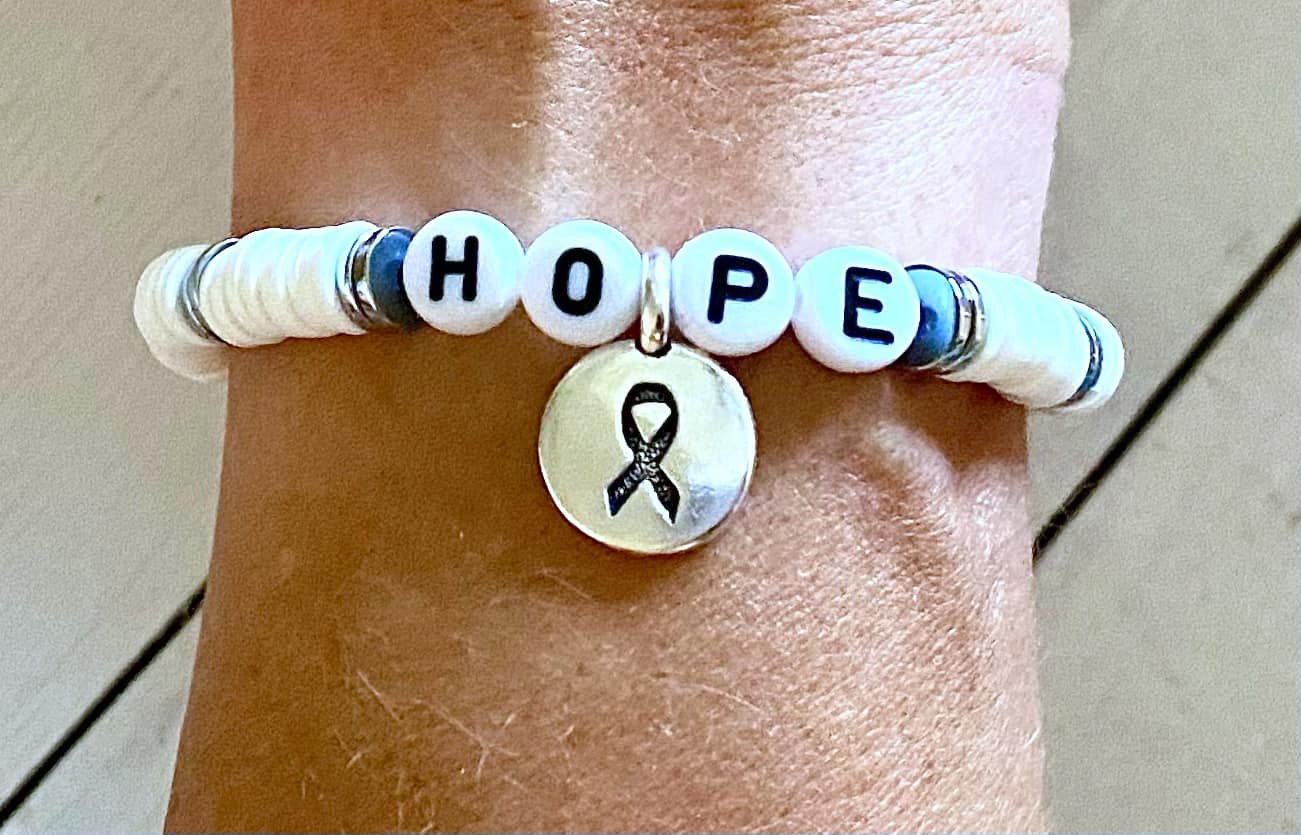 Lung Cancer HOPE LOVE SURVIVOR Personalizable Stretch Bracelet You Select Wording and Bracelet Size