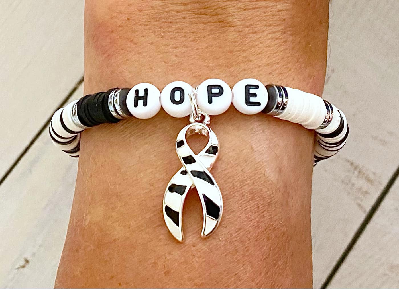 Carcinoid Cancer Awareness Hope Love Survivor Personalizable Stretch Bracelet CVID You Select Wording and Bracelet Size