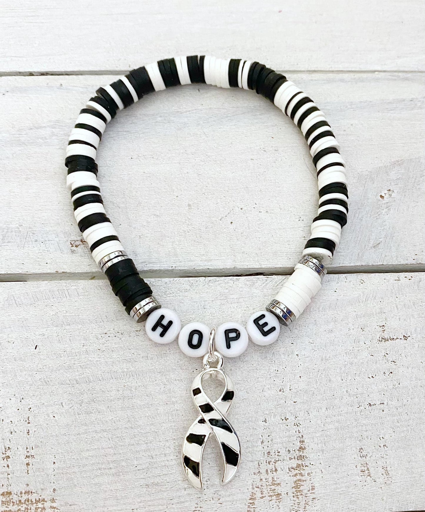 Carcinoid Cancer Awareness Hope Love Survivor Personalizable Stretch Bracelet CVID You Select Wording and Bracelet Size